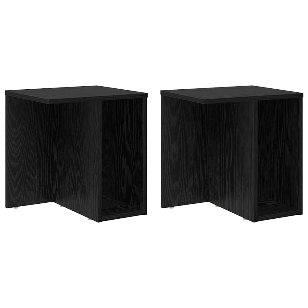 Beistelltisch 2er Set Schwarz Eichenoptik