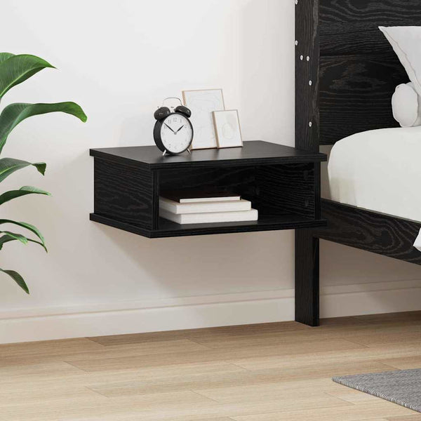 vidaXL Table de chevet Noir aspect chêne 40 x 31 x 15 cm Bois d'ingénierie