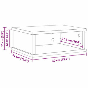 vidaXL Table de chevet Noir aspect chêne 40 x 31 x 15 cm Bois d'ingénierie