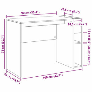 Schreibtisch Schwarz Eichenoptik 109 cm