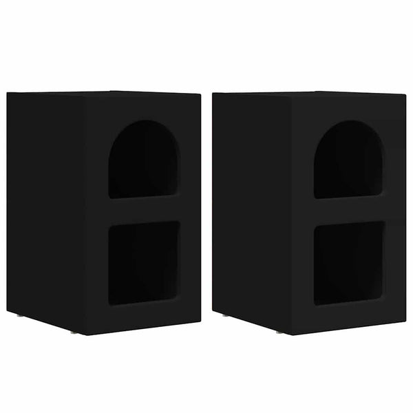 Nachttisch 2er Set Schwarz Holz
