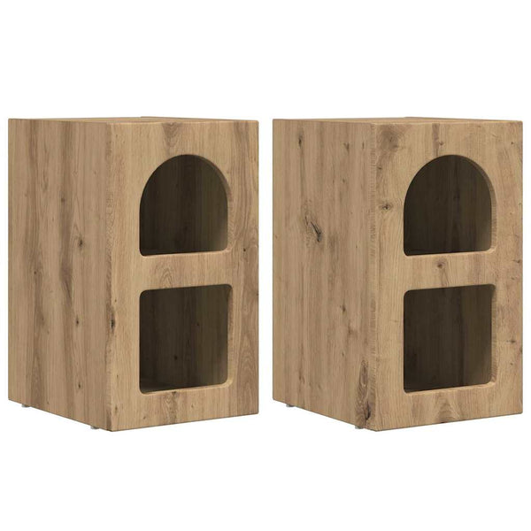 vidaXL Table de chevet 2 pcs Chêne artisan 29,5 x 33,5 x 50 cm