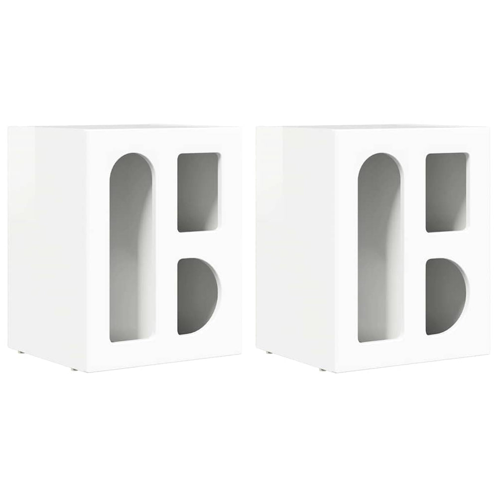 vidaXL Bedside Cabinet 2 pcs High Gloss White 40 x 35 x 50 cm Engineered Wood