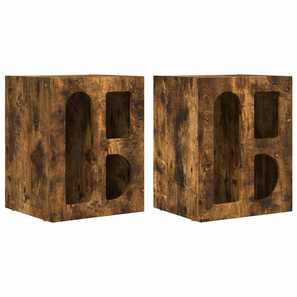 vidaXL Table de chevet 2 pcs Chêne fumé 40 x 35 x 50 cm