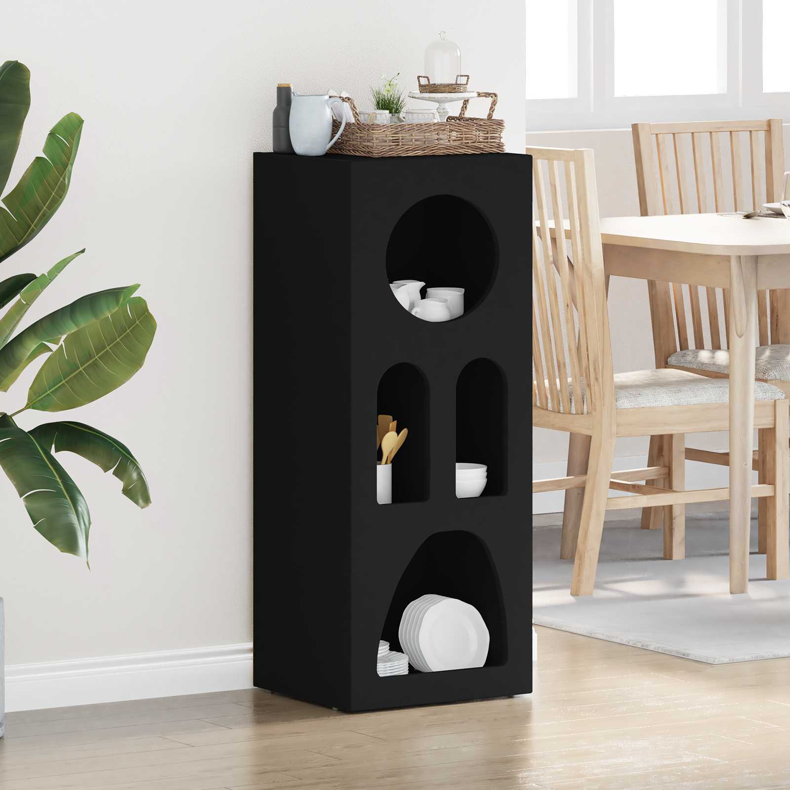 vidaXL Buffet noir 40 x 35 x 100,5 cm, bois d'ingénierie