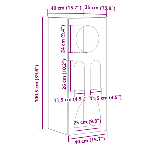 vidaXL Buffet noir 40 x 35 x 100,5 cm, bois d'ingénierie