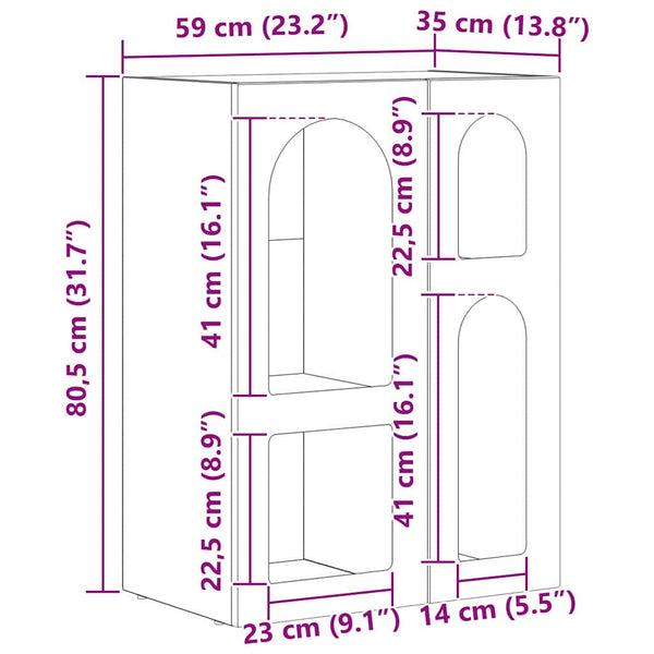 vidaXL Buffet chêne Sonoma 59 x 35 x 80,5 cm bois d'ingénierie