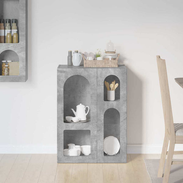 vidaXL Buffet gris béton 59 x 35 x 80,5 cm bois d'ingénierie