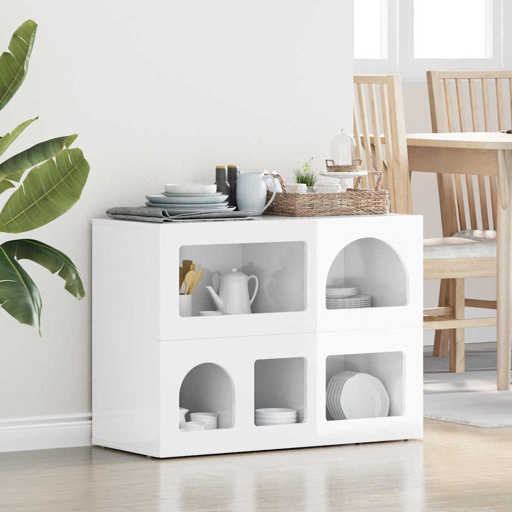 vidaXL Sideboard High Gloss White 80.5 x 35 x 59 cm Engineered Wood