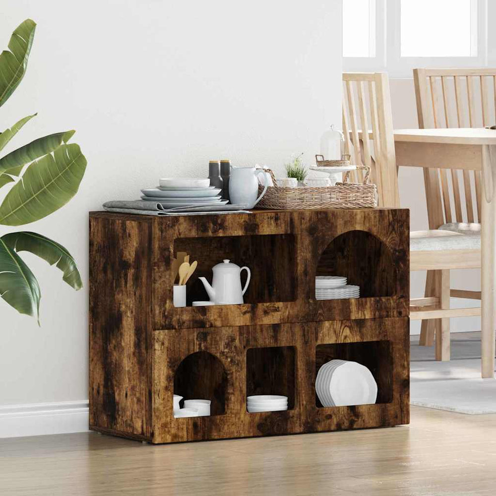 vidaXL Sideboard Smoked Oak 80.5 x 35 x 59 cm Engineered Wood