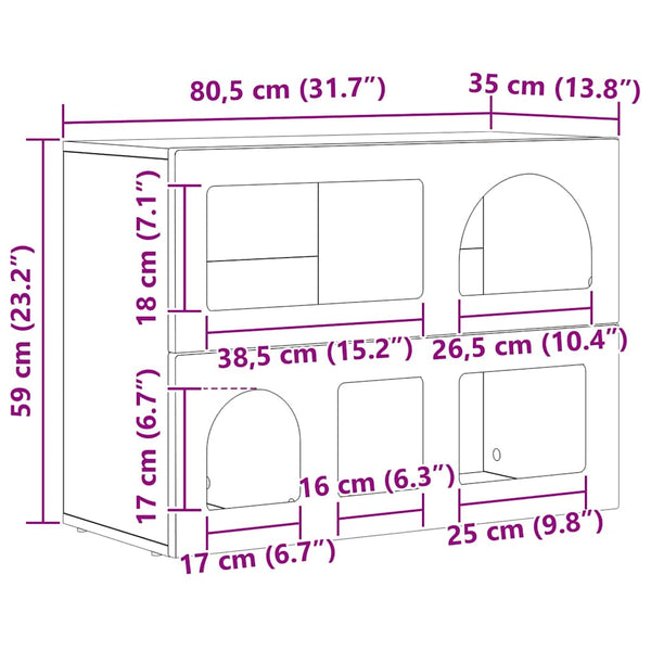 Sideboard Geräucherte Eiche 80,5 cm