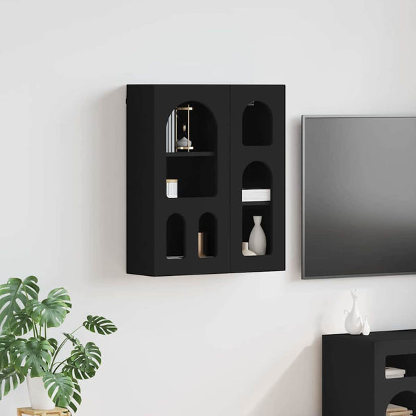 Hängeschrank Schwarz mit Regal