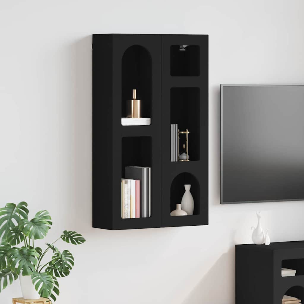 Hängeschrank Schwarz mit Regal 59x20x100cm
