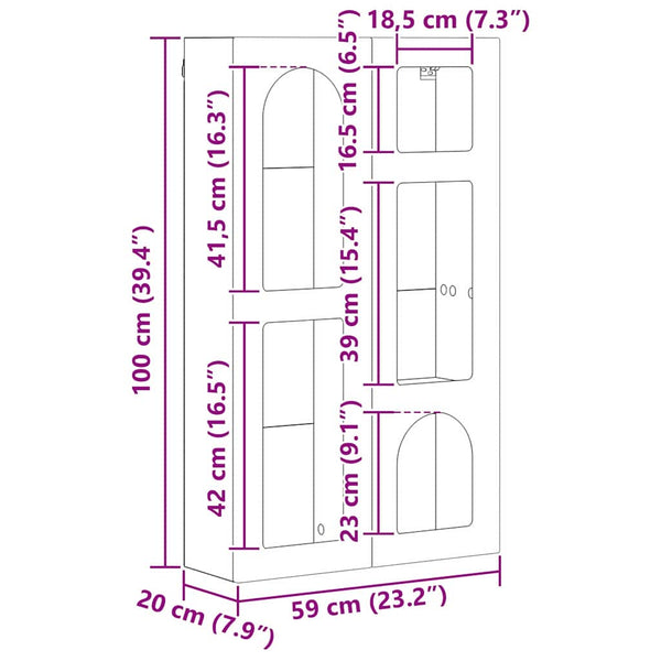vidaXL Armoire murale Chêne fumé 59 x 20 x 100 cm Bois d'ingénierie