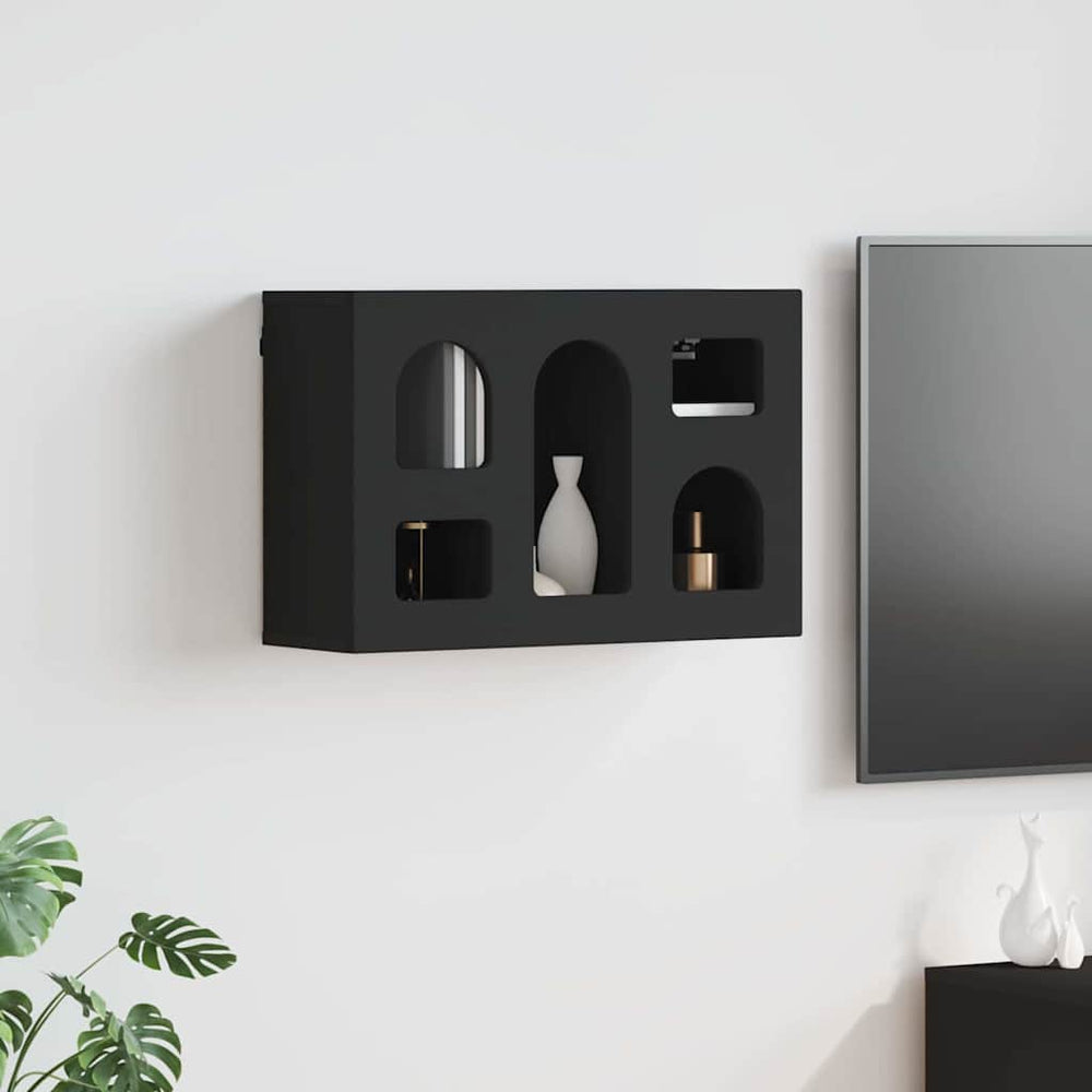 Hängeschrank Schwarz mit Regal 60x20x40cm