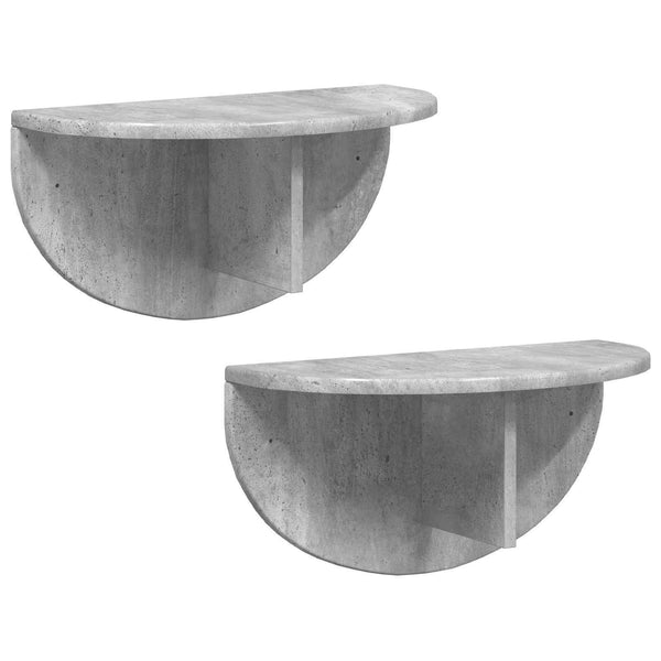 Wandregal 2er Set, Beton Grau, 48 cm