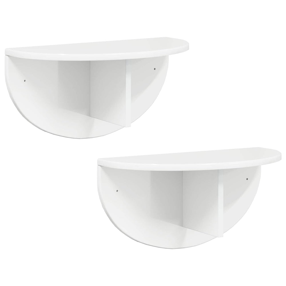 vidaXL Wall Shelf 2 pcs High Gloss White 48 x 24 x 24 cm Engineered Wood