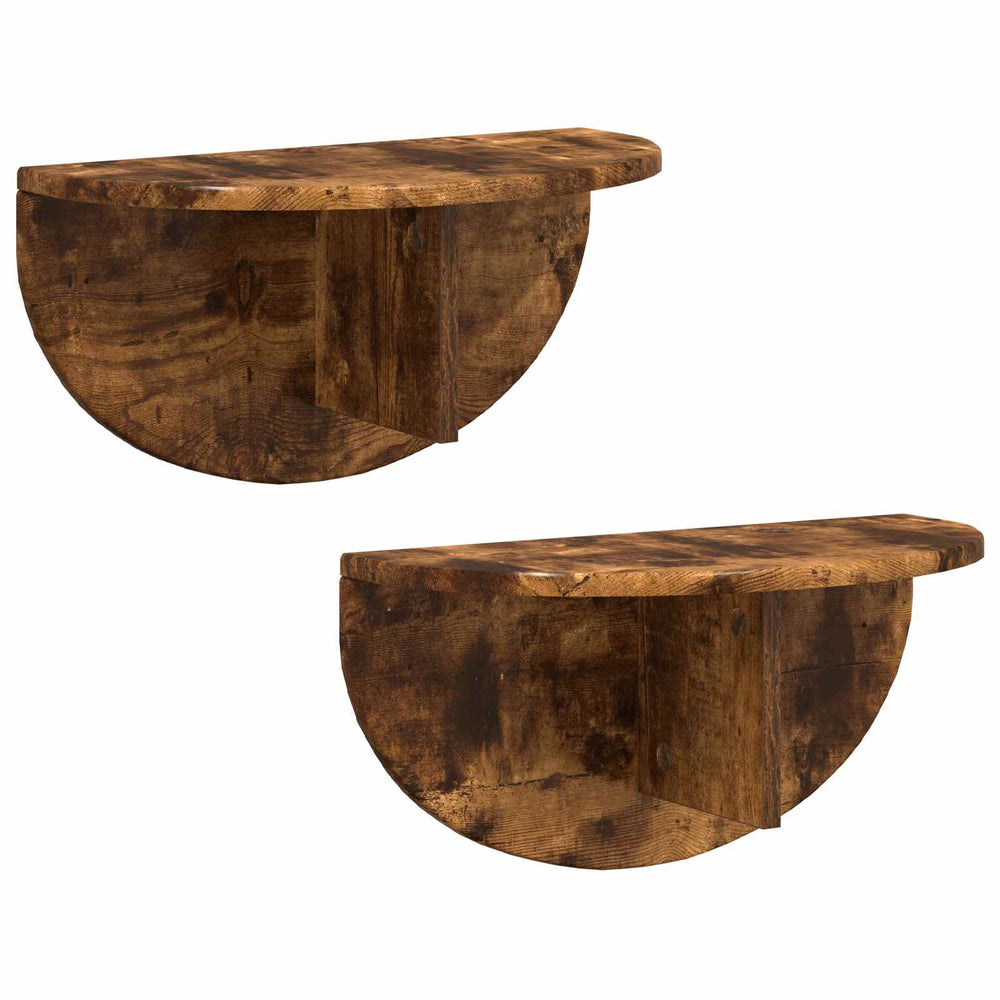 vidaXL Wall Shelf 2 pcs Smoked Oak 48 x 24 x 24 cm Engineered Wood