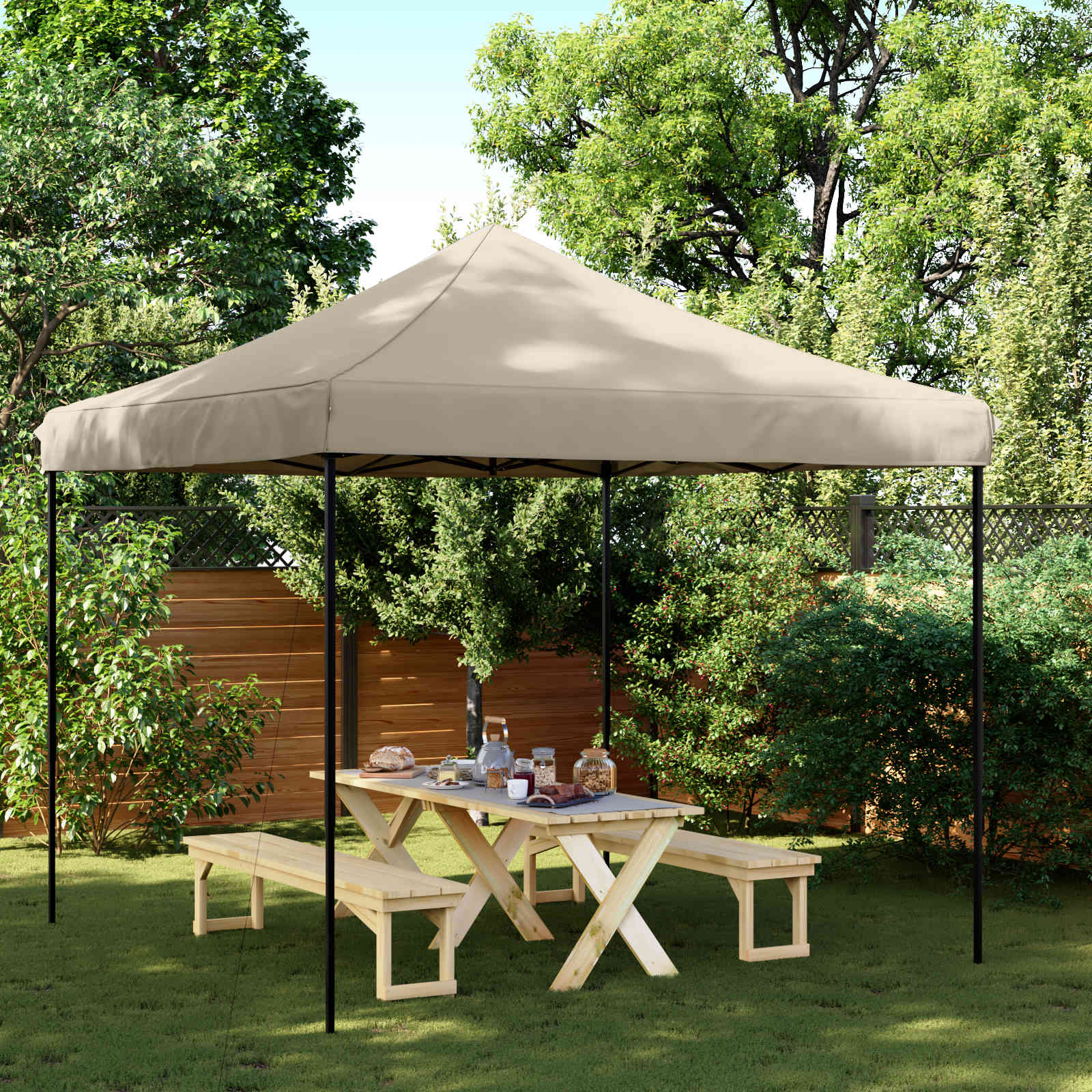 Party Zelt Taupe Oxford-Stoff 292x292 cm
