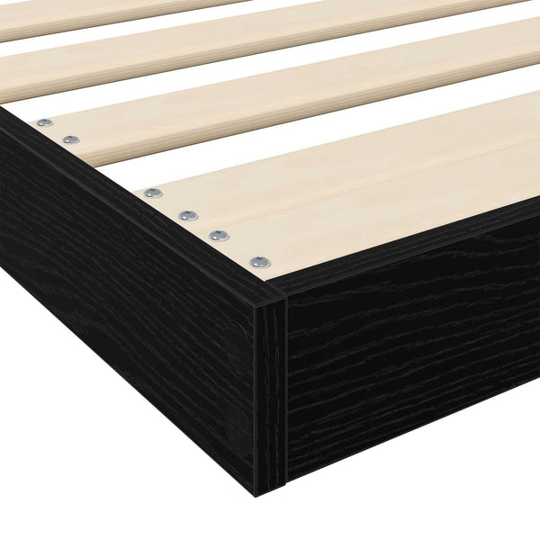 Bodenbettrahmen 75x190 cm Schwarz Eiche
