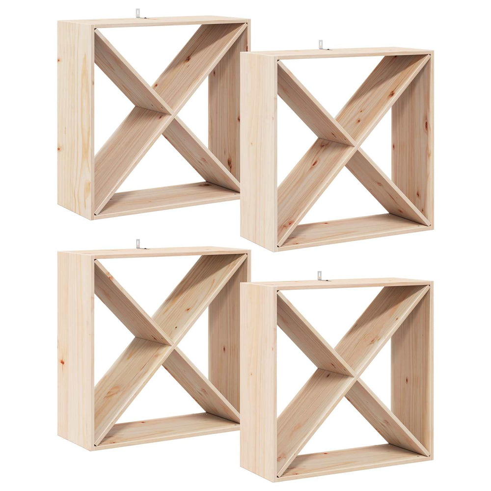 Weinregal aus Kiefernholz, 4er Set