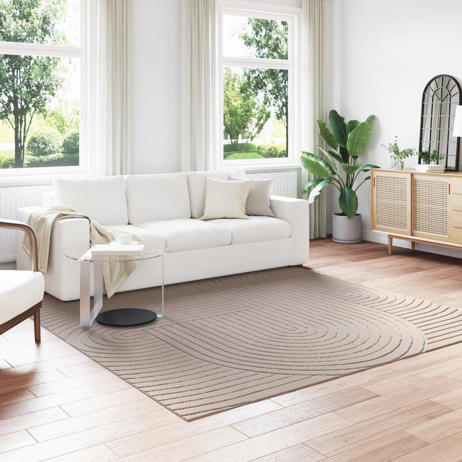 Beige Teppich PALMERAS 240x240 cm