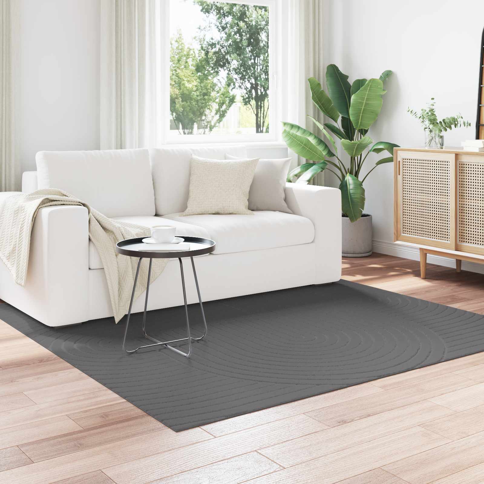 Anthrazit Teppich PALMERAS 120x120 cm