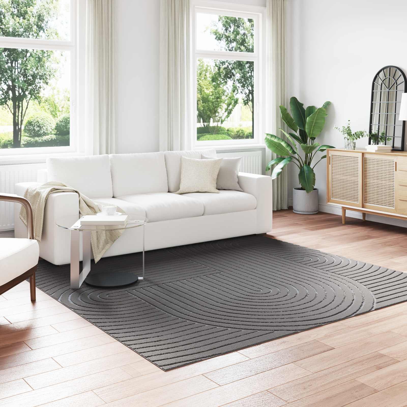 Anthrazit Teppich PALMERAS 240x240 cm