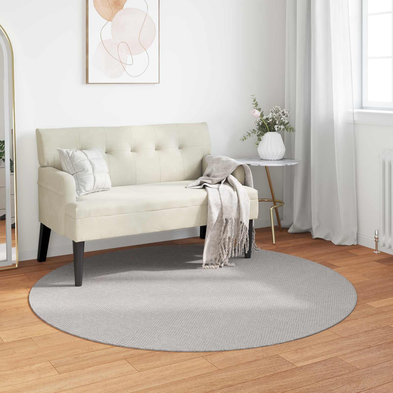 Runder Teppich LUGO Creme Grau Ø 160cm