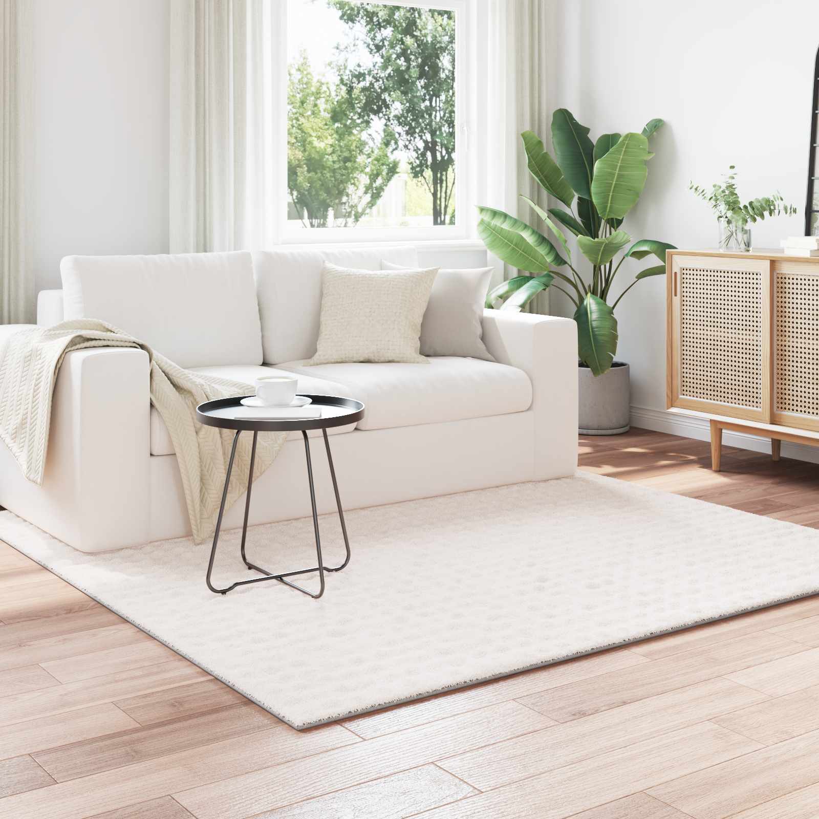 Quadratischer Teppich Creme 120x120 cm