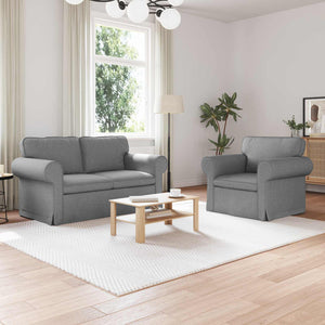 Sofa Set 2-teilig Hellgrau Stoff