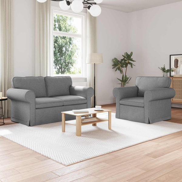 Sofa Set 2-teilig Hellgrau Stoff