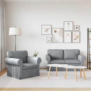 Sofa Set 2-teilig Hellgrau Stoff
