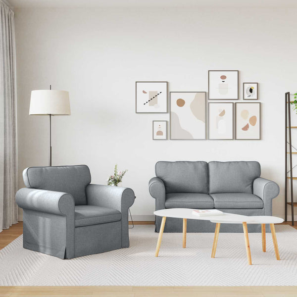 Sofa Set 2-teilig Hellgrau Stoff