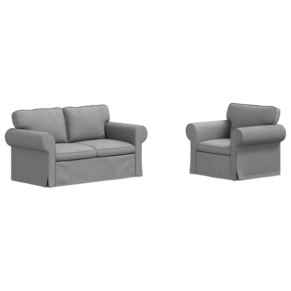 Sofa Set 2-teilig Hellgrau Stoff