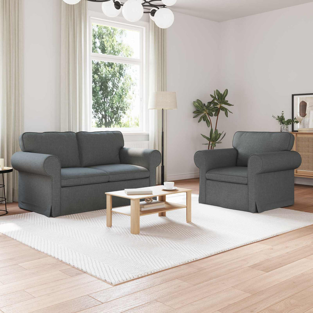 Dunkelgraues Sofa-Set, 2-teilig