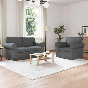 Dunkelgraues Sofa-Set, 2-teilig