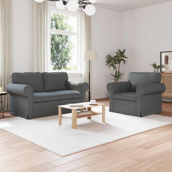 Dunkelgraues Sofa-Set, 2-teilig