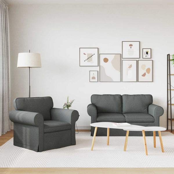 Dunkelgraues Sofa-Set, 2-teilig
