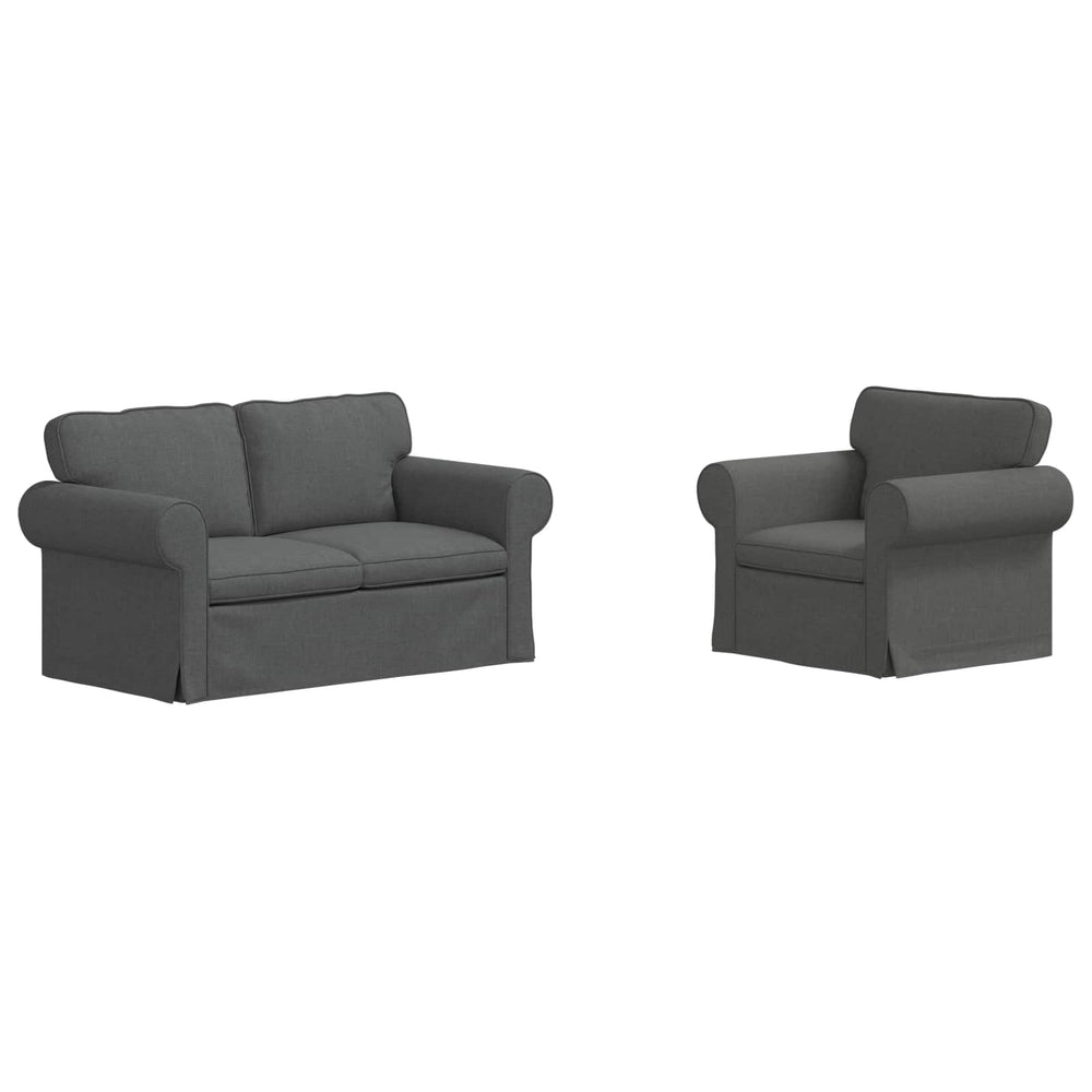 Dunkelgraues Sofa-Set, 2-teilig