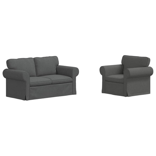 Dunkelgraues Sofa-Set, 2-teilig