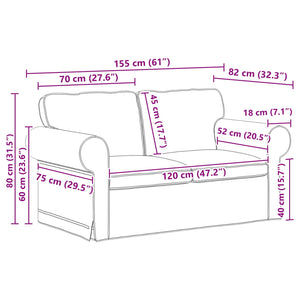 Schwarzes 2-teiliges Stoffsofa-Set