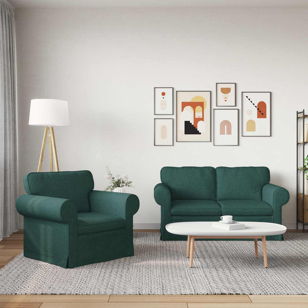 Dunkelgrünes 2-teiliges Sofa-Set