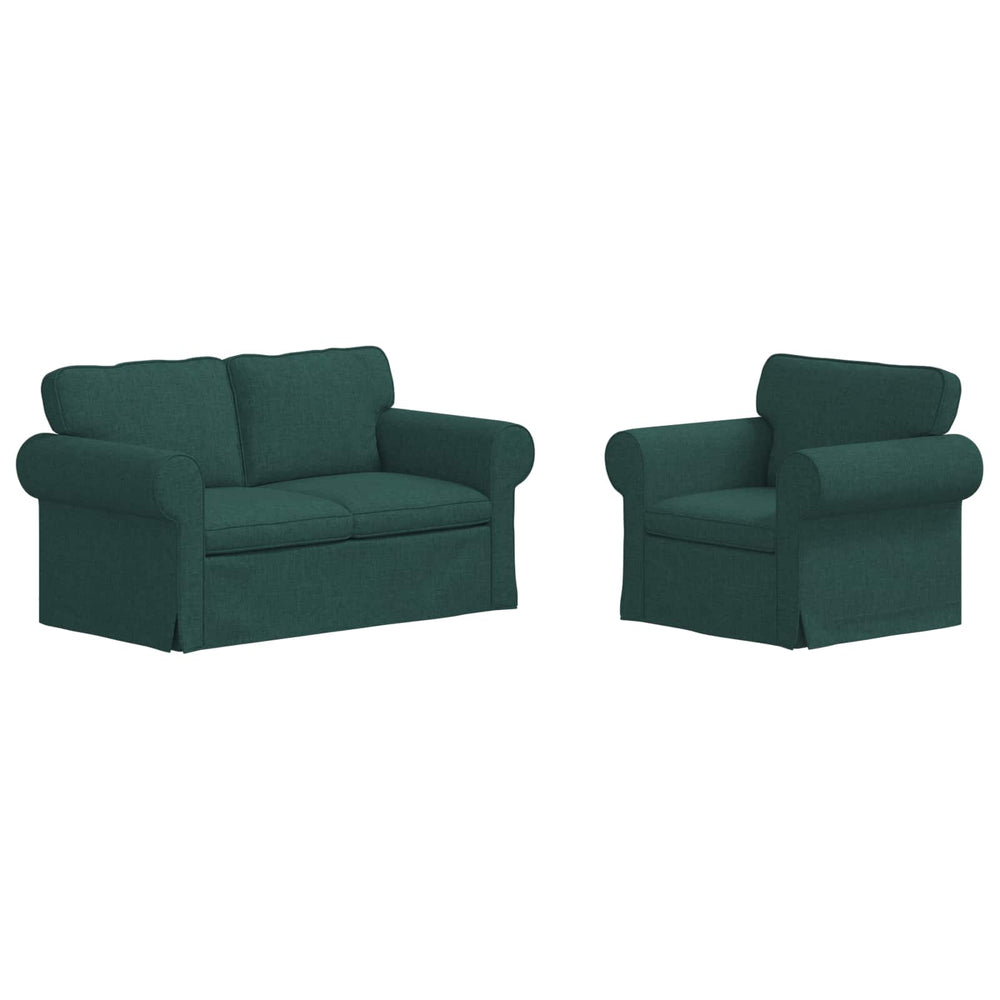 Dunkelgrünes 2-teiliges Sofa-Set