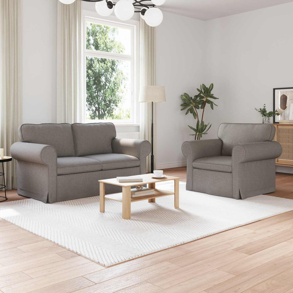 2-teiliges Sofa-Set Taupe Stoff