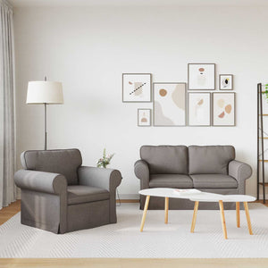 2-teiliges Sofa-Set Taupe Stoff