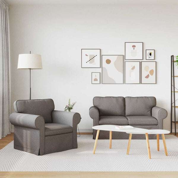 2-teiliges Sofa-Set Taupe Stoff