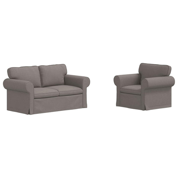 2-teiliges Sofa-Set Taupe Stoff