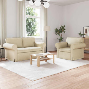 2-teiliges Sofa-Set Creme Stoff