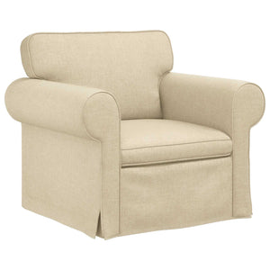 2-teiliges Sofa-Set Creme Stoff
